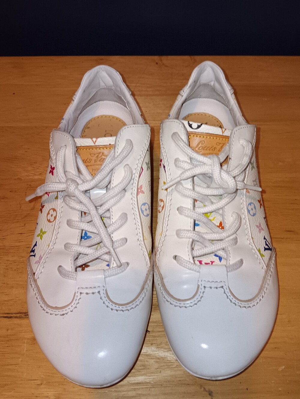Louis Vuitton Murakami Multicolor Leather & Canvas Sneakers Size 35